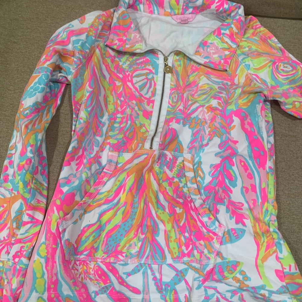 Scuba to Cuba popover!  Very cute.  Palm tree detail zipper.